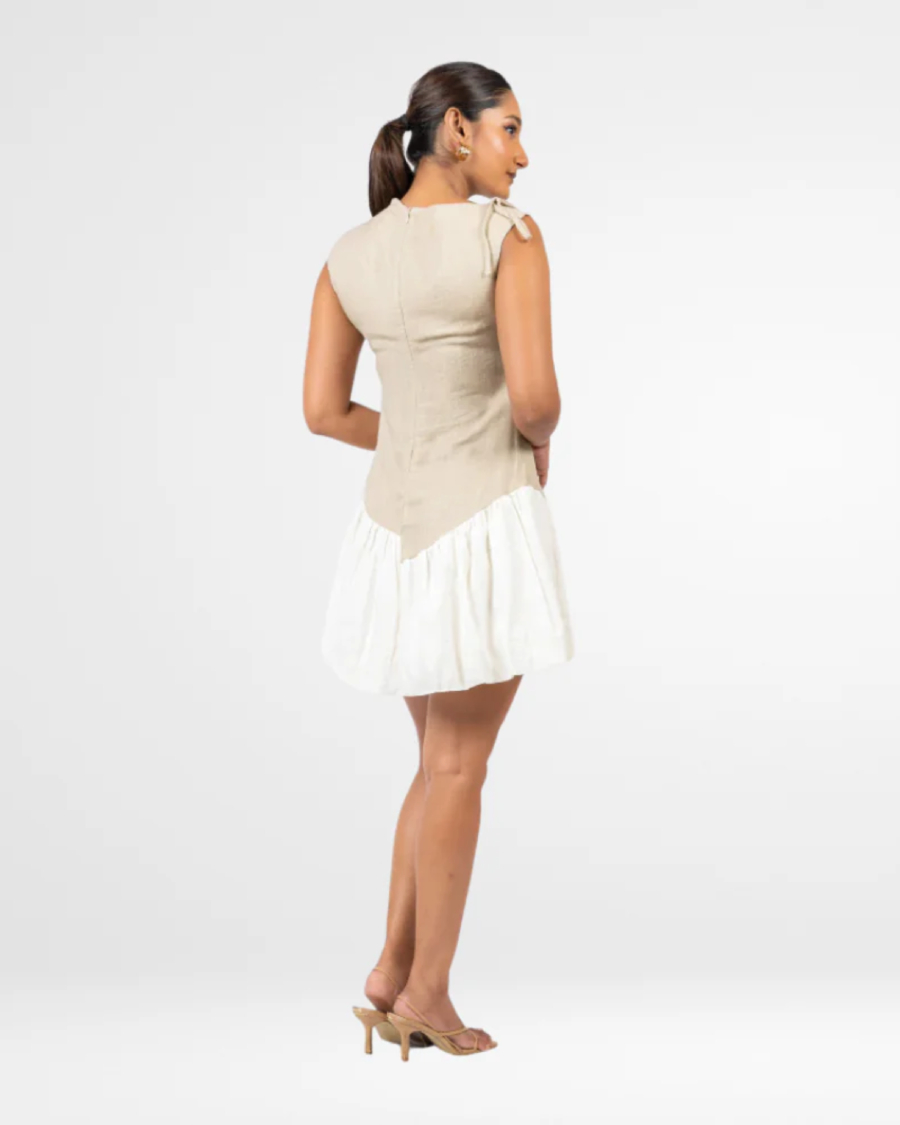 Linen Ruched Tie-Up Sleeveless Mini Dress 2